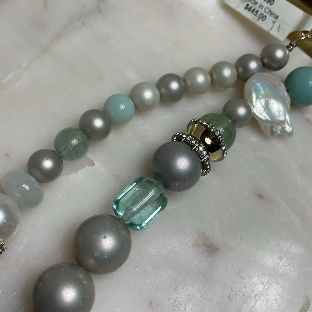 🩵HP 🐳 RARE! ALEXIS BITTAR LARGE BAUBLE NECKLACE Freshwater Pearl Statement Piece - Picture 8 of 11